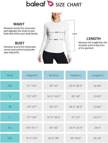 Vista 7 de BALEAF Women's Long Sleeve Workout Tops Compression Running Shirts Fitted Athletic Warm Thumbholes Quick Dry Stretch Yoga