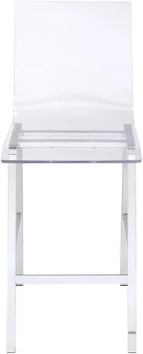 Vista 4 de Acme Silla de barra de acrílico transparente de 39 pulgadas de alto, taburete de bar para cocina, isla de comedor, patas de metal fácil montaje