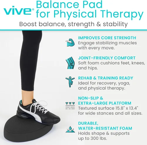 Vista 2 de Vive Almohadilla de equilibrio ovalada, cojín tambaleante para equipos de terapia física y rehabilitación, espuma suave para entrenamiento, yoga