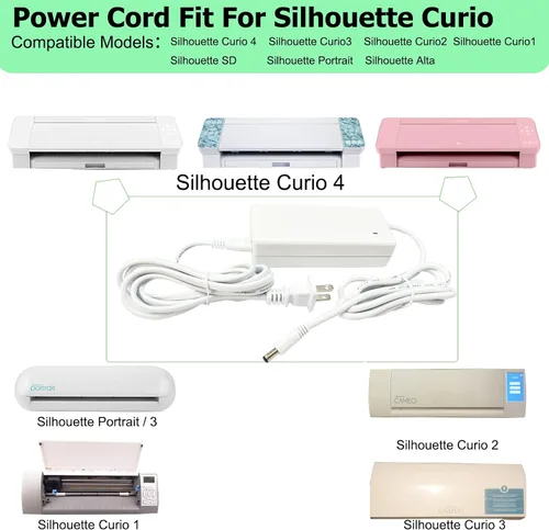 Vista 2 de Cable de repuesto blanco para Silhouette Cameo 5 4 3 2 1 cortadora Replacement Power Supply for Portrait and SD Electronic Cutter, 24V Adapter for