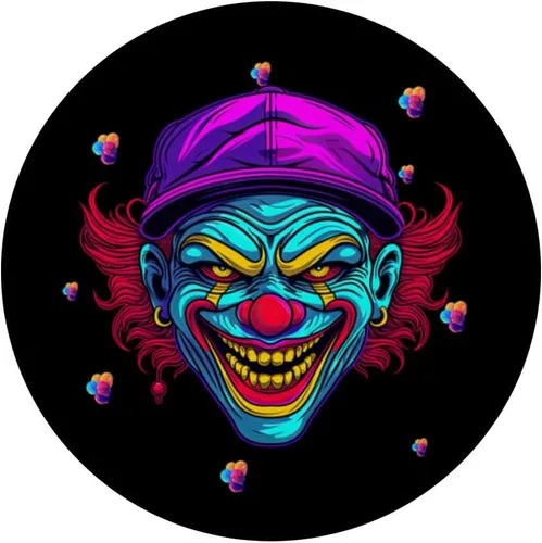 Vista 3 de Funny Streetwear synthwave 80s 90s retro anime malvado payaso PopSockets adhesivo PopGrip