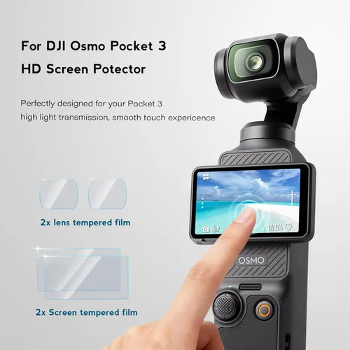 Vista 5 de Funda protectora para cámara DJI Osmo Pocket 3/Xtra Muse, funda de silicona suave con 2 protectores de pantalla y lente, accesorios de cuerpo