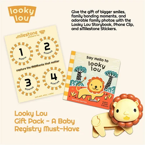 Vista 6 de Looky Lou - Clip para teléfono con sonajero de león para fotos de bebé, fotografía de recién nacidos, hitos mensuales, accesorios para sesiones