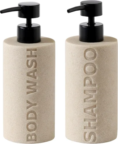 Vista 9 de Shampoo and Conditioner Dispenser,11.84OZ, 2 PCS,Sandstone Look,Beige