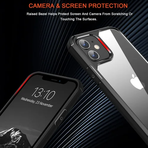 Vista 4 de TENDLIN Compatible con iPhone 11, funda protectora de parachoques suave y transparente (negro)
