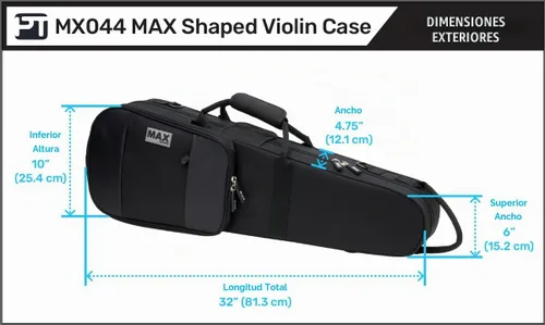 Vista 2 de Protec MAX 4/4, funda para violín oblongo, color negro, Negro
