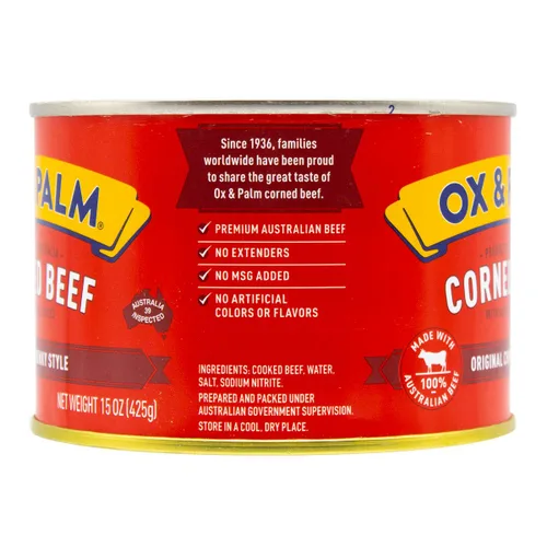 Vista 5 de Ox & Palm Carne de Res en Conserva Australiana Original Estilo Chunky 15 oz (Paquete de 1)
