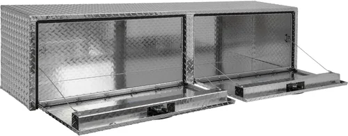 Vista 3 de Buyers Products 1701551 - Caja de herramientas para camión de aluminio plateado con tapa superior de rodamiento de diamante, 72 x 13 x 16 pulgadas