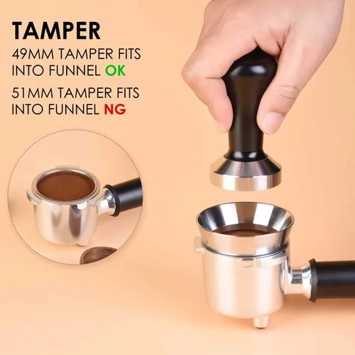 Vista 5 de MATOW Embudo dosificador de espresso de acero inoxidable compatible con portafiltro de 51mm