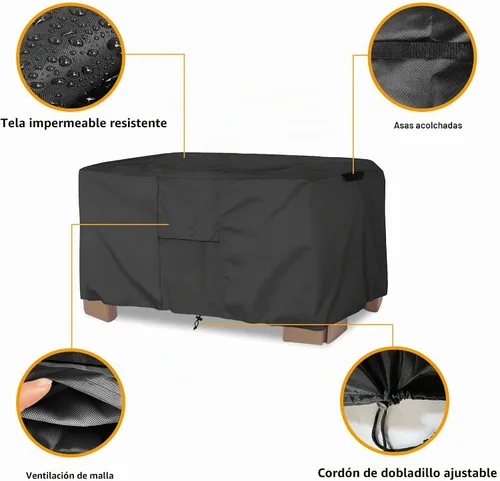 Vista 4 de Cubierta de mesa de arena para niños, impermeable, prevención de defoliaciones, anti-UV Negro