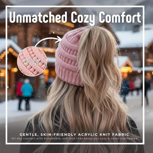 Vista 140 de Funky Junque - Gorro para mujer con ranura para cola de caballo
