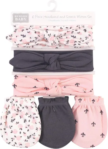 Vista 118 de Hudson Baby Conjunto de diadema de algodón y manoplas para rascar para bebé