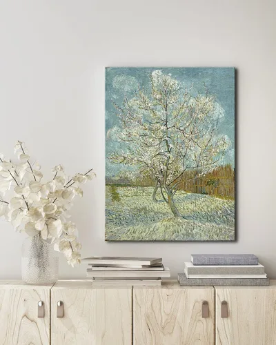 Vista 4 de Wieco Art Lienzo con estampado de árbol de durazno rosa de Van Gogh, pinturas al óleo famosas clásicas, reproducción de pinturas al óleo modernas