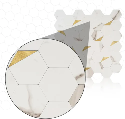 Vista 5 de Azulejo hexagonal para despegar y pegar (muestra de muestra: 5 x 4 pulgadas)
