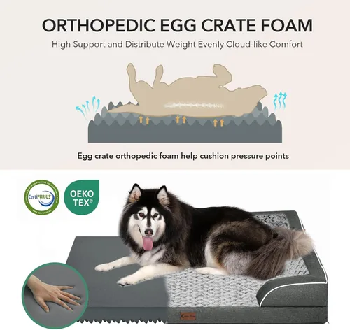 Vista 32 de Camas ortopédicas para perros grandes, cama de espuma viscoelástica impermeable para mascotas grandes con lados 89x56 cm, sofá para perros grandes