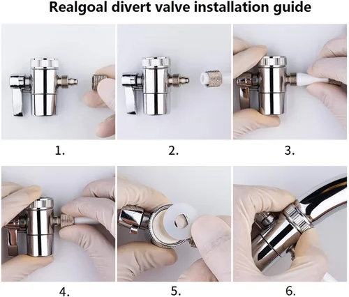Vista 4 de Válvula de desvío Fit tubo RO de 1/4 pulgadas con adaptador macho para grifo