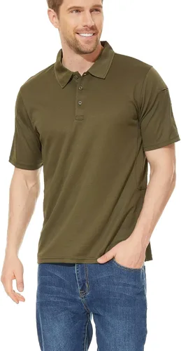 Vista 2 de KEFITEVD Camisas polo de jersey para hombre, de secado rápido, tácticas, de manga corta, para exteriores, de piqué
