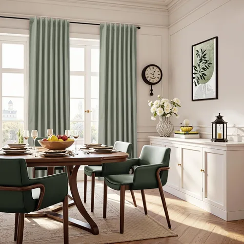 Vista 126 de Guken Cortinas opacas de lino, 2 paneles rústicos, elegantes, 100% opacas, con aislamiento térmico, banda de ganchos y trabilla trasera, 52 x 84
