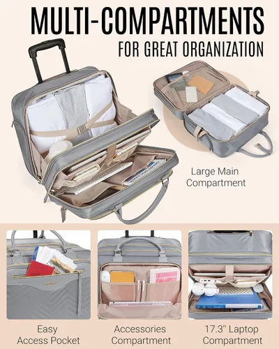 Vista 2 de LIGHT FLIGHT Rolling Laptop Bag Rolling Briefcase for Women Computer Bag with Wheels Case for Carry on Travel Work Business