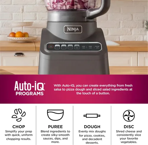 Vista 7 de Ninja procesador de alimentos, Professional Plus, 1000 vatios de potencia pico, 4 funciones para picar, cortar, purés y masa con recipiente