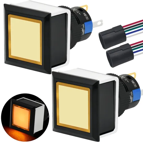 Vista 9 de Interruptor de botón cuadrado 21 * 21 mm 0,83" agujero de montaje cuadrado UL Certificado con luz azul 24 V 1NO 1NC SPDT ENCENDIDO/APAGADO