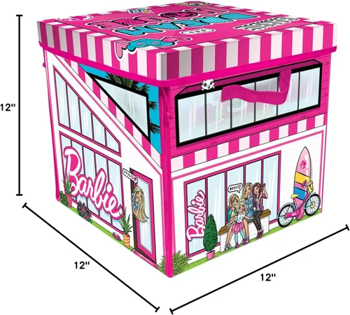 Vista 10 de Caja ZipBin con cierres para guardar hasta 40 Barbies; se puede utilizar como casa de muñecas, caja de guardado y alfombra para jugar