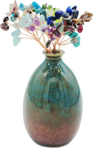 Vista 4 de DIYOMR 11 racimos de coloridos árboles de cristal amorfos y flexibles, alambre de cobre, árbol de piedra, árbol de dinero, árbol de la vida