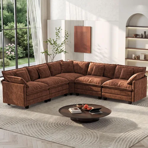 Vista 33 de Ihanherry - Sofá de nube de 3 plazas en L, modular, de asiento profundo, para sala de estar, cómodo cojín de asiento tapizado de doble capa, tela