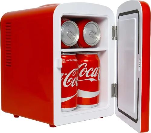 Vista 2 de Coca-Cola - Mini refrigerador de 4 litros, altavoz Bluetooth, 6 latas, rojo
