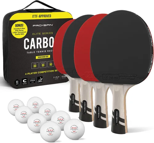 Vista 18 de PRO-SPIN Ping Pong Paddles – ITTF Approved Professional Table Tennis Rackets with Carbon Fiber for Superior Control 7-Ply Blade, Premium Rubber