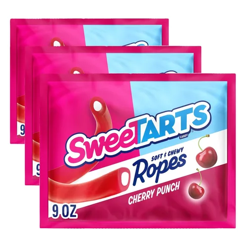 Vista 9 de SweeTARTS Soft & Chewy Ropes Candy, sabor a fresa picante, bolsa de 9 onzas
