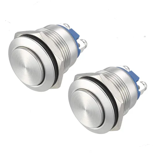 Vista 7 de APIELE - Interruptor de botón con pestillo de 0.748 in, impermeable, acero inoxidable, parte superior plana de 12 V, 24 V, 36 CC 110 V, 250 V, CA