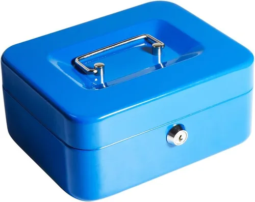 Vista 17 de Decaller - Caja de dinero pequeña con cerradura de llave, caja de dinero de metal portátil con doble capa y 2 llaves para seguridad, negro, 6 x 4