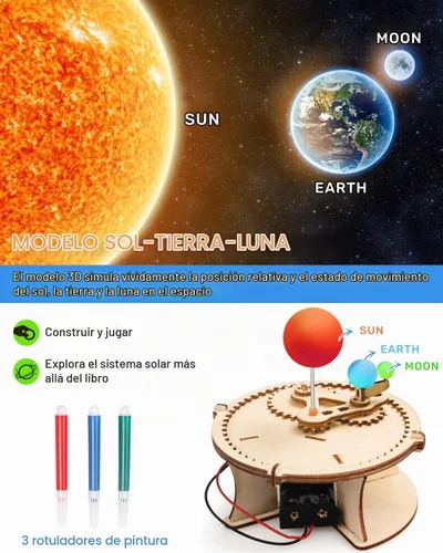 Vista 2 de Poraxy Juego de 5 kits de ciencia STEM para niños de 8 a 12 años, proyectos STEM de construcción de madera de 8 a 10, rompecabezas 3D