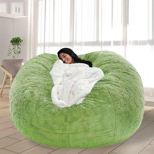 Vista 36 de Puf para adultos y niños sin relleno, sofá perezoso suave y redondo, funda de sofá de puf clásico, saco de amor para dormitorio, silla de lectura