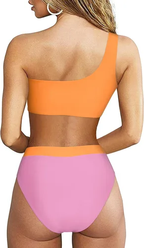 Vista 9 de MOOSLOVER Traje de baño de dos piezas con corte alto y cintura alta para mujer