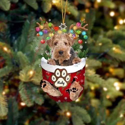 Vista 114 de Adornos personalizados de Pug cervatillo – Decoración personalizada para árbol de Navidad con patas de bolsillo de nieve