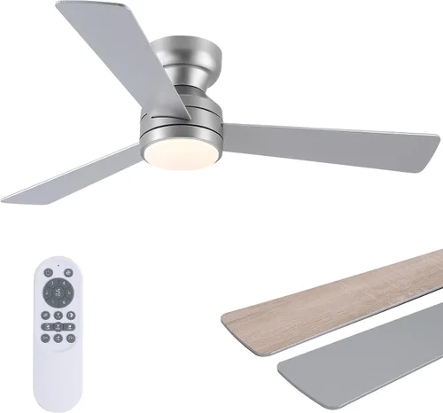 Vista 13 de Asyko Ventiladores de Techo con Luces, Ventilador de Techo de Perfil Bajo de 46" con Luz y Control Remoto, Montaje al Ras, Reversible, Regulable