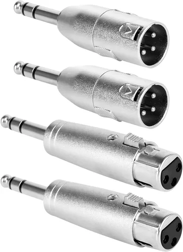 Vista 16 de Adaptador TRS de 1/4" a XLR 2 paquete - Adaptadores XLR macho y hembra de 6.35mm 1/4" 0.25 in TRS hembra a (XLR macho y XLR hembra)
