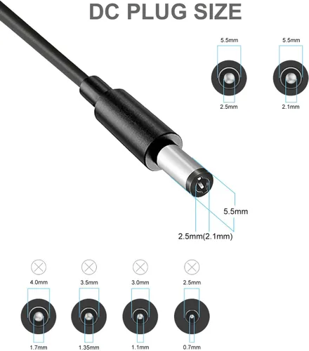 Vista 3 de Adaptador de CA de fuente de alimentación 9V para dispositivo electrónico 100mA-2000mA 11 Interchangeable DC Tips, 6 Ft Power Cord, 9 Volt 2 Amp