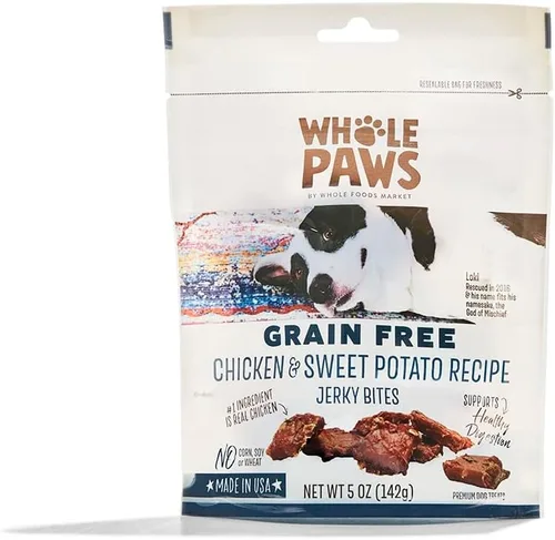 Vista 3 de Whole Paws, Golosinas para perros de cecina sin granos, receta de tocino y manzana, 5 onzas