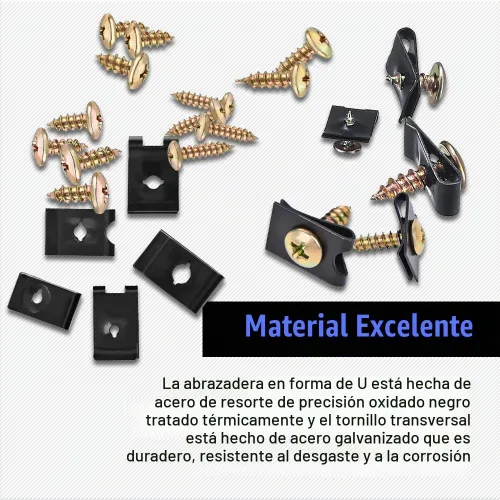 Vista 3 de Kit surtido de 170 tornillos y clips automotrices, kit surtido de clips en U y tornillos para automóvil, 9 tamaños diferentes para tuercas