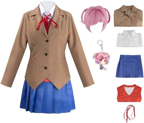 Vista 10 de Juejuezi Doki Doki Monika, traje de Yuri, uniforme escolar, Sayori, cosplay, disfraz de niña escolar para Halloween
