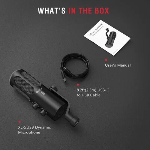 Vista 8 de FIFINE XLR/USB Micrófono dinámico para podcast de transmisión, micrófono XLR de estudio, micrófono para PC todo en metal con botón de silencio