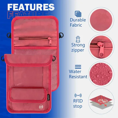 Vista 5 de Billetera de viaje, con bloqueo RFID, carteras para pasaporte para mujer, impermeable, delgada, carteras de mujer, cartera antirrobo para teléfono