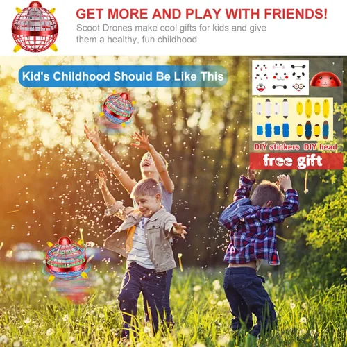 Vista 6 de Juguete de bola de orbe volador, bola de boomerang, mini dron cósmico de mano flotante, hilanderos de mosca para niños y adultos, juguetes