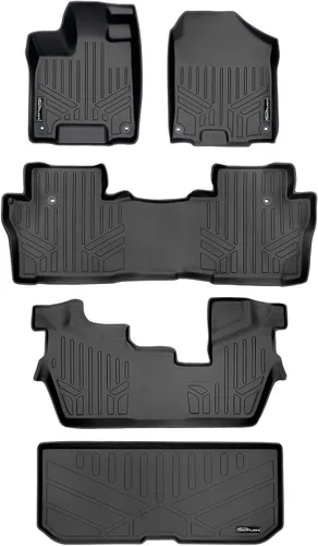 Vista 15 de SMARTLINER Juego de alfombrillas de piso de ajuste personalizado de 3 filas para Honda Pilot 2009-2015