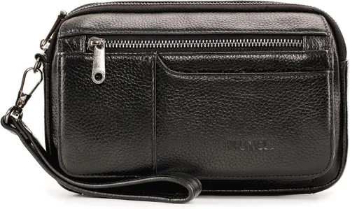 Vista 17 de Cartera organizadora de cuero para hombre con ranuras protectoras para tarjetas de crédito