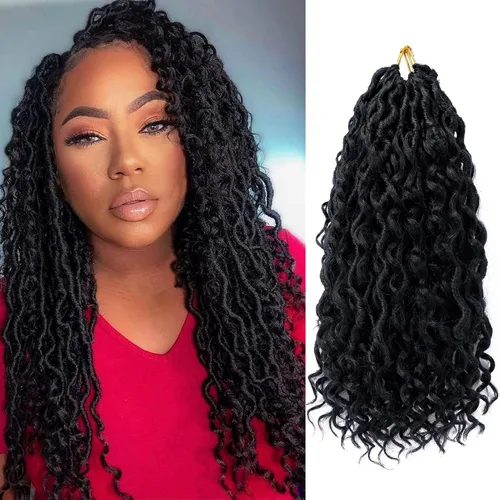Vista 18 de 8 pulgadas Goddess Faux Locs pelo de ganchillo para mujer negro 7 paquetes de rastas estilo bohemio río para mujeres niños cabello pre rizado
