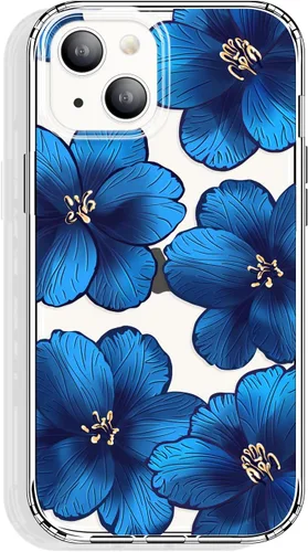 Vista 14 de GYZYA Funda transparente para iPhone 14 y iPhone 13 de 6.1 pulgadas con diseño de patrón, funda protectora delgada de TPU + parachoques a prueba
